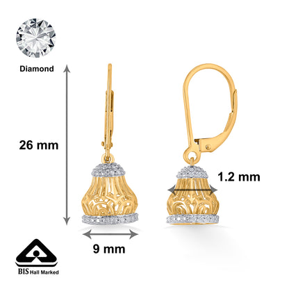 Glimmer bell  Gold & Diamond Jhumka Earring