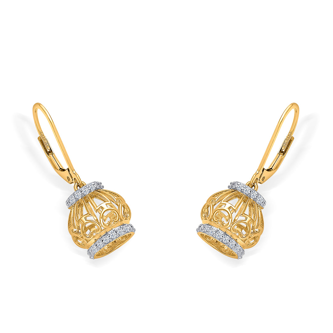 whirl bloom  gold & diamond jhumka earring