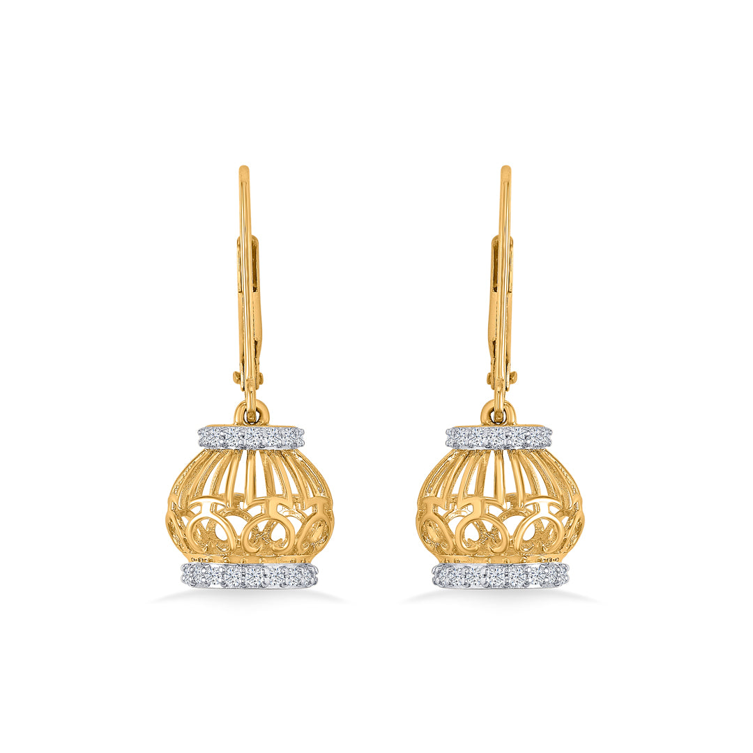 whirl bloom gold & diamond jhumka earring
