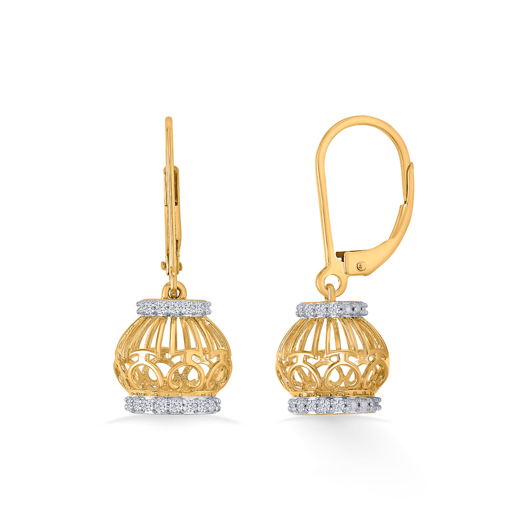 whirl bloom  gold & diamond jhumka earring
