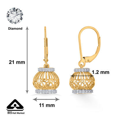 Whirl Bloom  Gold & Diamond Jhumka Earring