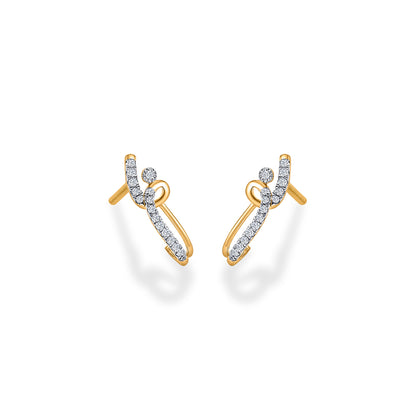 Zephyra Arc Gold & Diamond Hoops & Huggies Earring