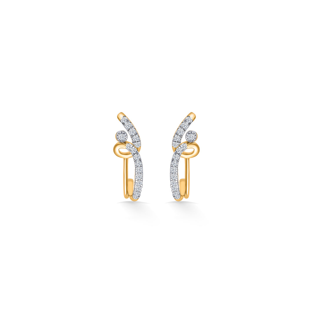 Zephyra Arc Gold & Diamond Hoops & Huggies Earring