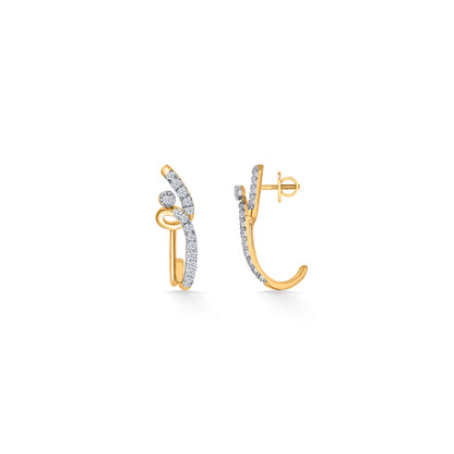 Zephyra Arc Gold & Diamond Hoops & Huggies Earring