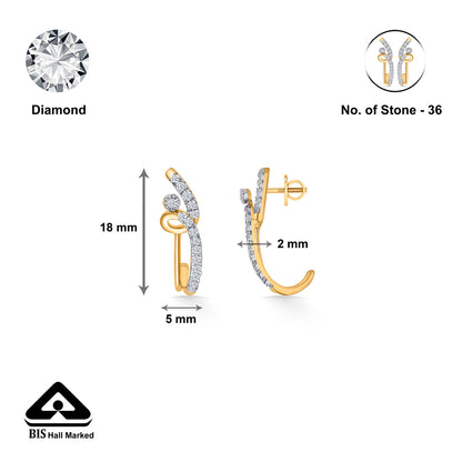 Zephyra Arc Gold & Diamond Hoops & Huggies Earring
