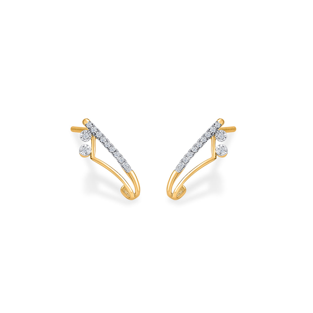 serene sweep gold & diamond hoops & huggies earring