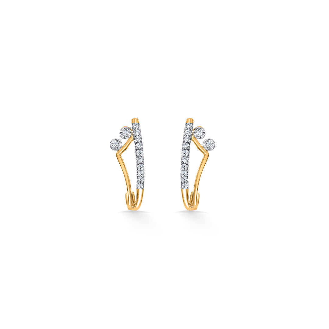 Serene Sweep Gold & Diamond Hoops & Huggies Earring