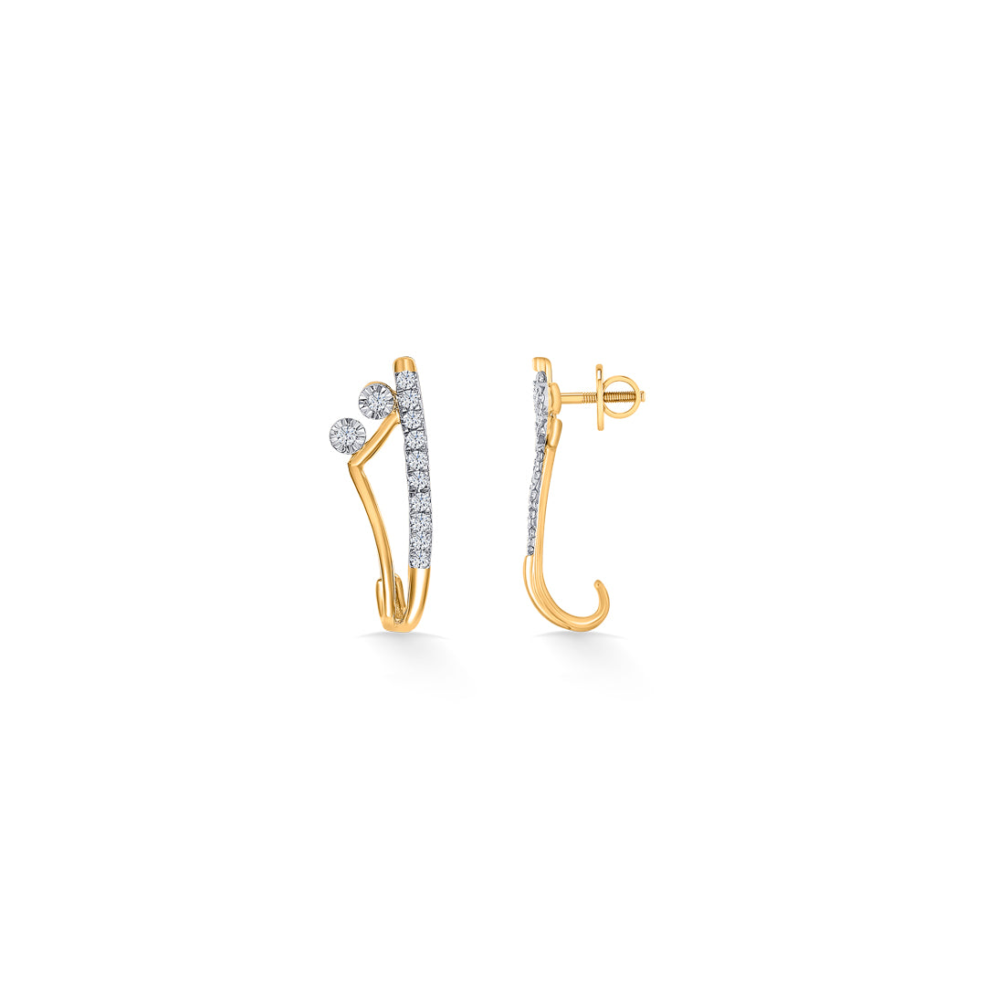 serene sweep gold & diamond hoops & huggies earring