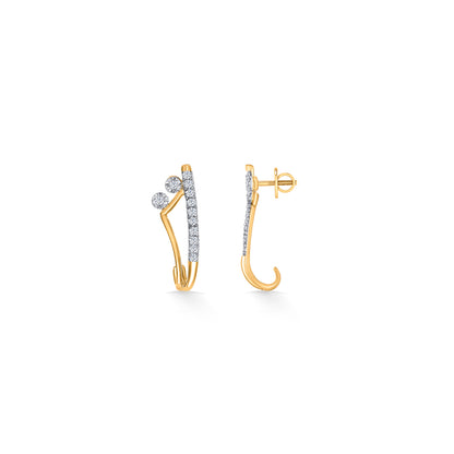 Serene Sweep Gold & Diamond Hoops & Huggies Earring