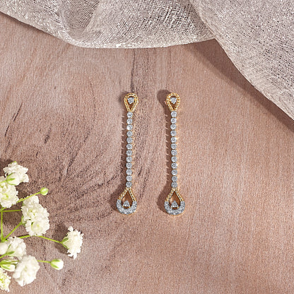 Dewline Drops Gold & Diamond Drops & Dangler Earring