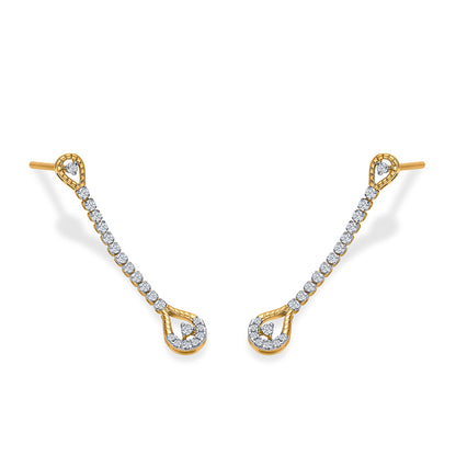 Dewline Drops Gold & Diamond Drops & Dangler Earring