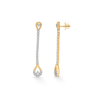 Dewline Drops Gold & Diamond Drops & Dangler Earring