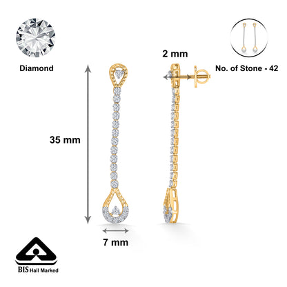 Dewline Drops Gold & Diamond Drops & Dangler Earring