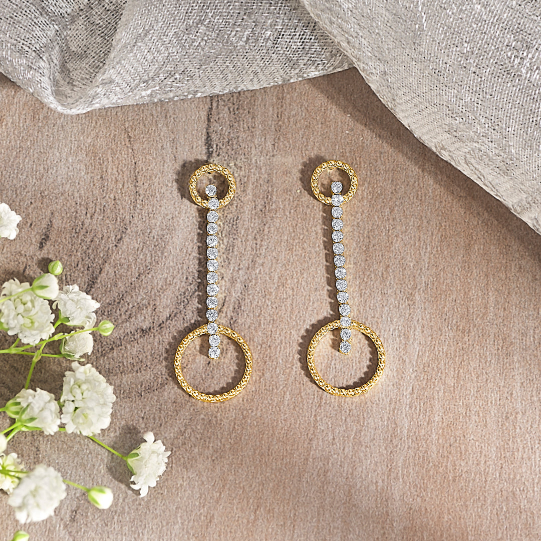 opal gold & diamond drops & dangler earring for women