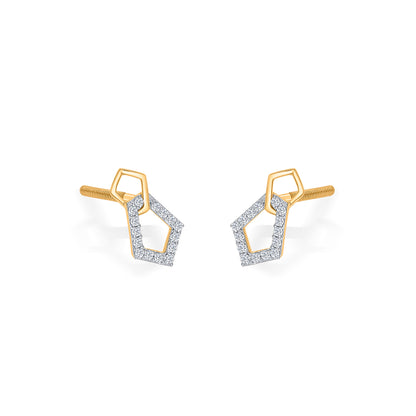 Gleam Gold & Diamond Stud Earring For Women