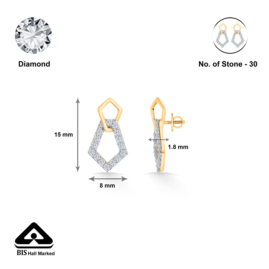 gleam gold & diamond stud earring for women