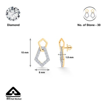 Gleam Gold & Diamond Stud Earring For Women