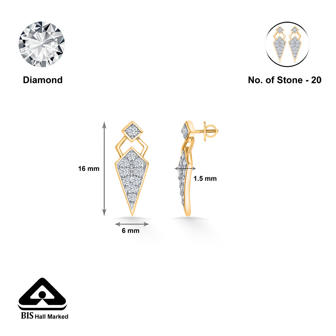 diamond dagger gold & diamond stud earring