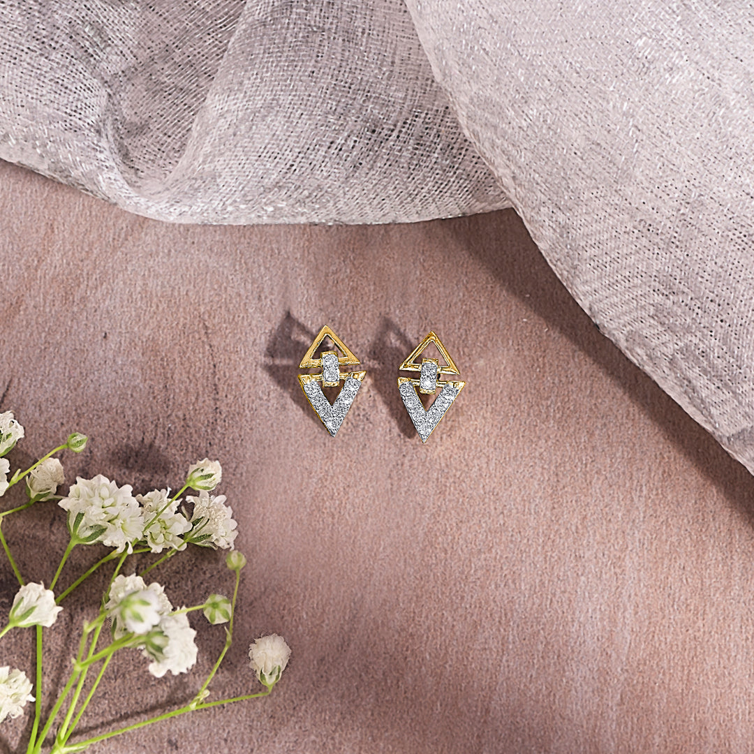 delta gleam gold & diamond stud earring