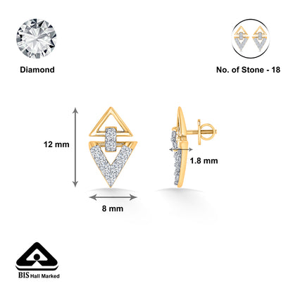 Delta Gleam Gold & Diamond Stud Earring