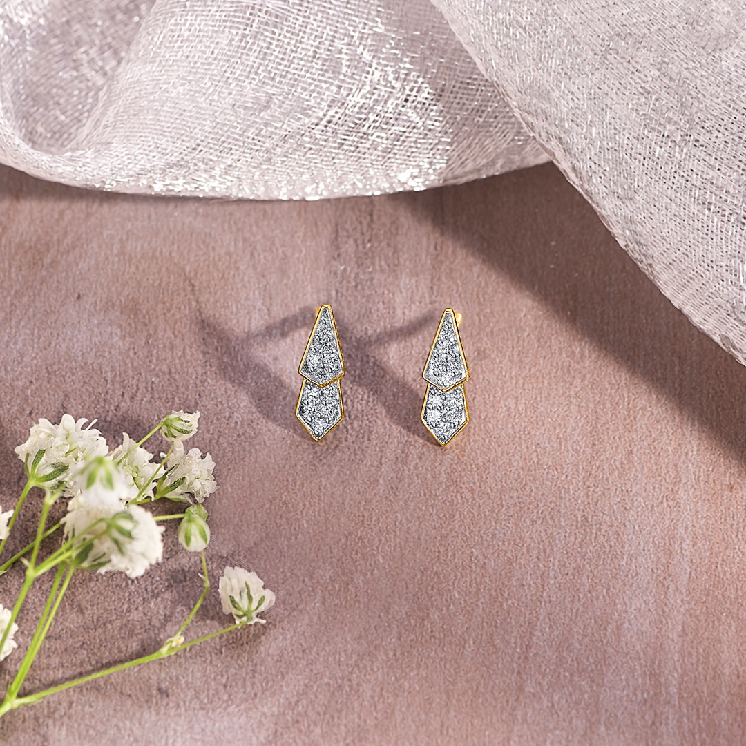 Pointelle Lux Gold & Diamond Stud Earring