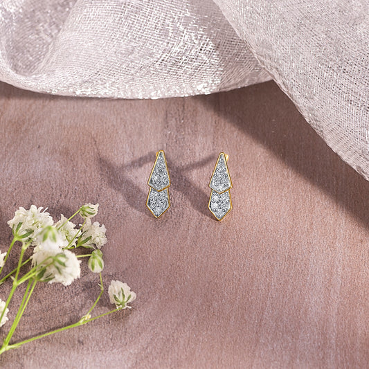 Pointelle Lux Gold & Diamond Stud Earring