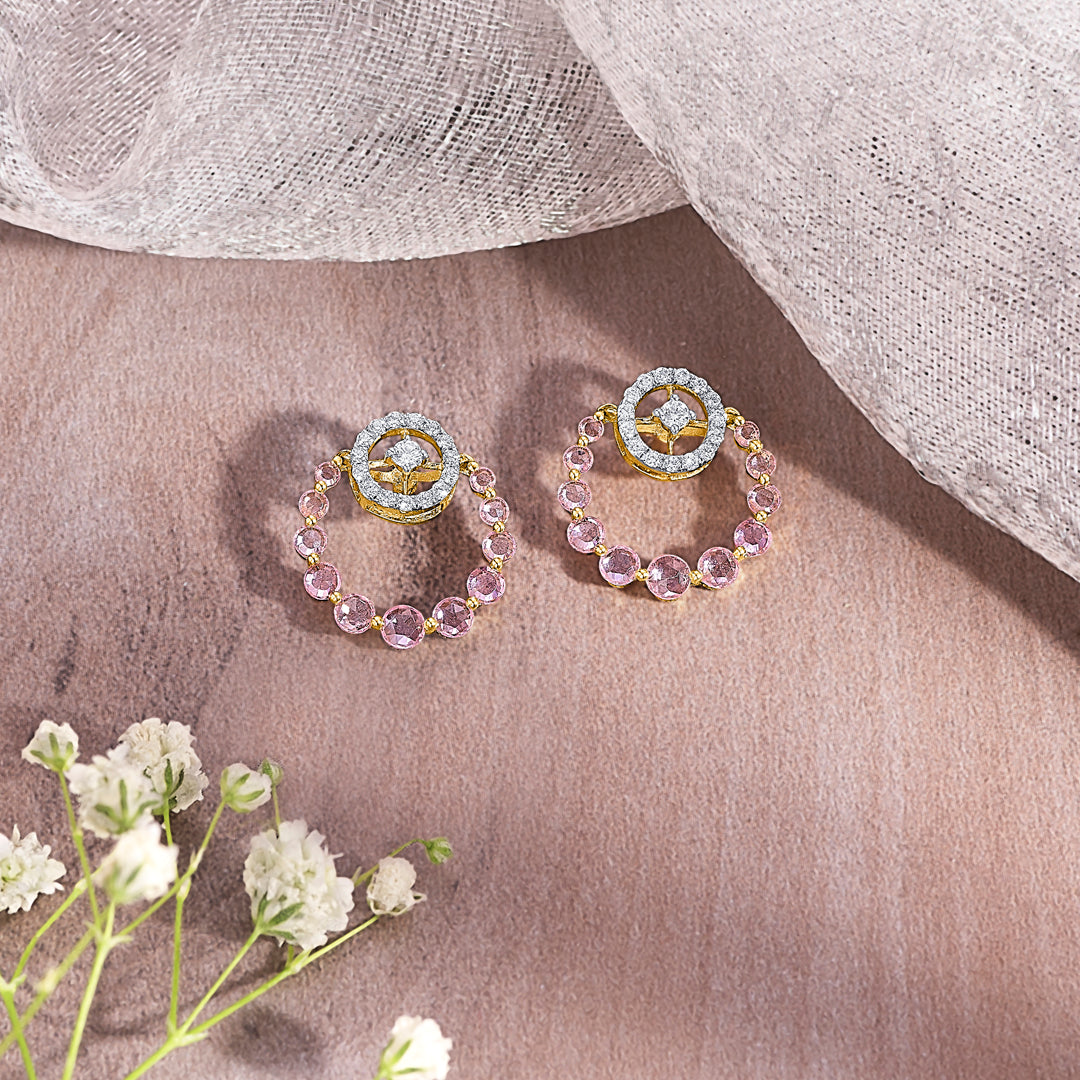 Halo Rosette Gold & Diamond Stud Earring