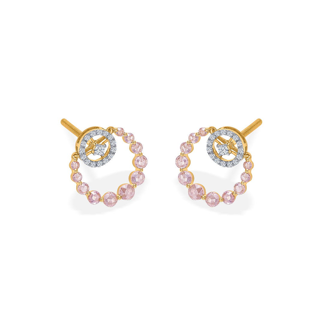 halo rosette gold & diamond stud earring