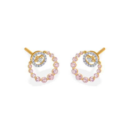 Halo Rosette Gold & Diamond Stud Earring