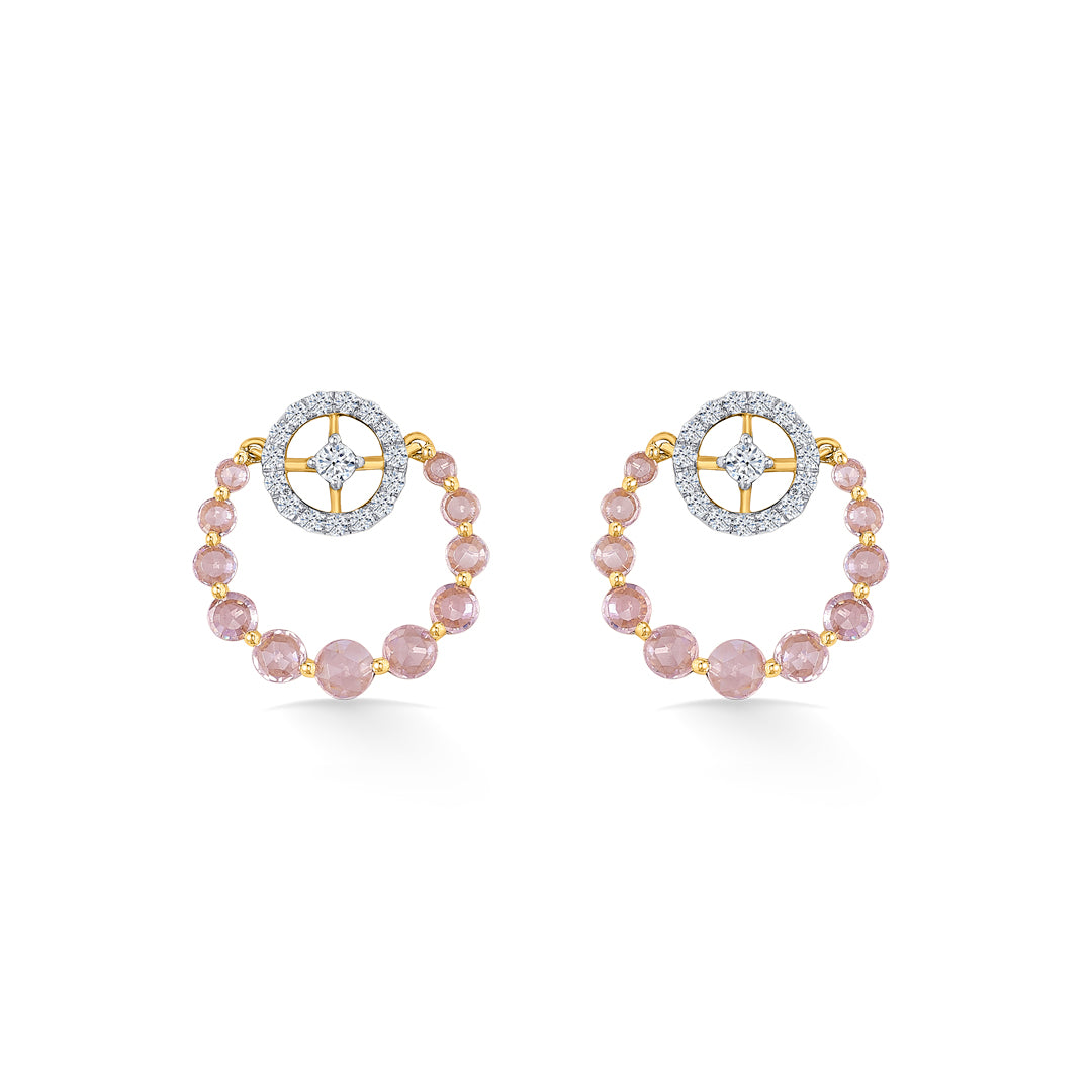 Halo Rosette Gold & Diamond Stud Earring