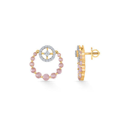 Halo Rosette Gold & Diamond Stud Earring