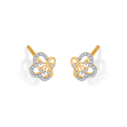 Twilight Clover Gold & Diamond Stud Earring