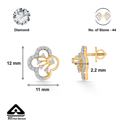 Twilight Clover Gold & Diamond Stud Earring