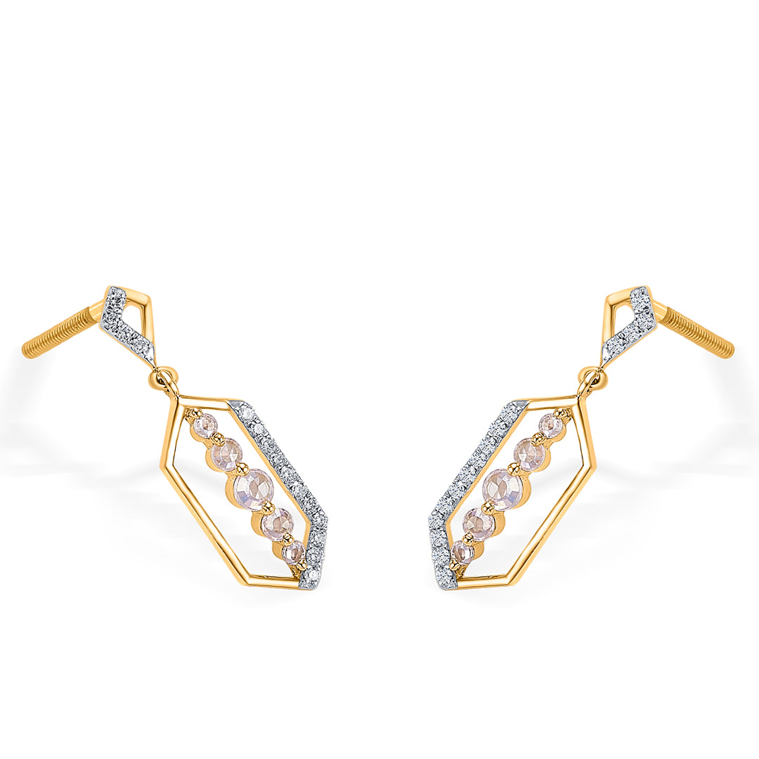 geometric glow gold & diamond drops & dangler earring for women