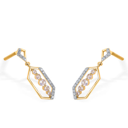 Geometric Glow Gold & Diamond Drops & Dangler Earring For Women