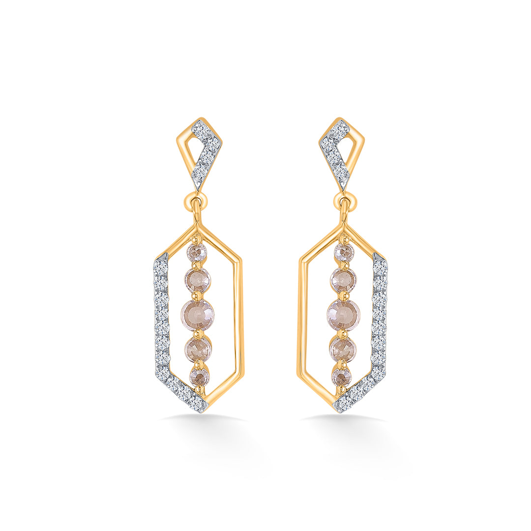 Geometric Glow Gold & Diamond Drops & Dangler Earring For Women