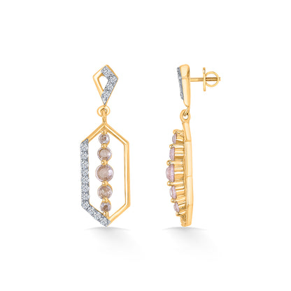 Geometric Glow Gold & Diamond Drops & Dangler Earring For Women