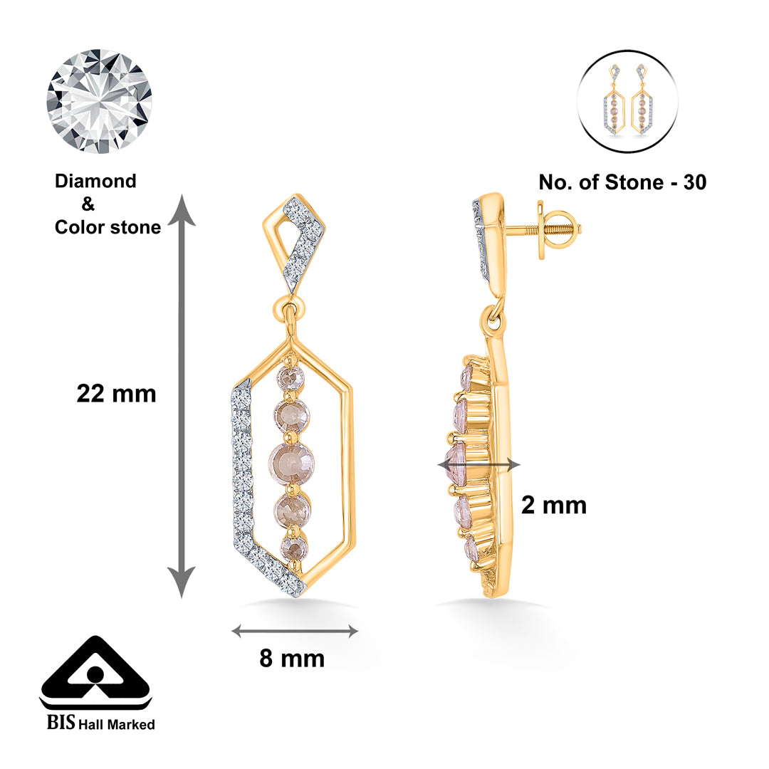 geometric glow gold & diamond drops & dangler earring for women