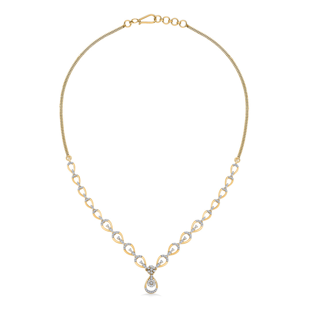 Charm Gold & Diamond Short Necklace For Women