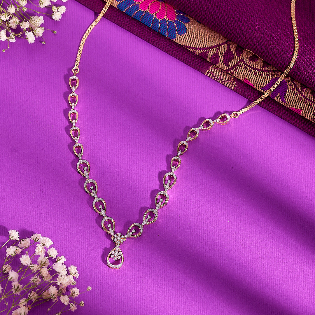 Charm Gold & Diamond Short Necklace For Women