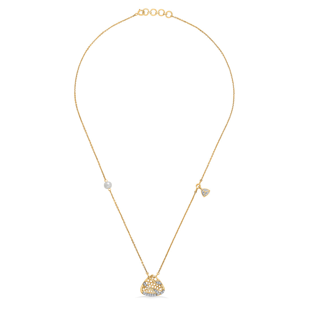 crescenza charm gold & diamond modern necklace