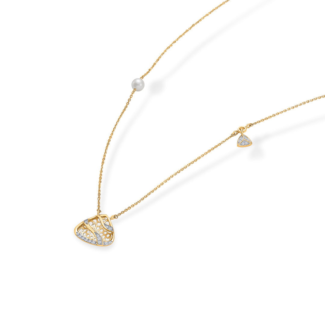 crescenza charm gold & diamond modern necklace