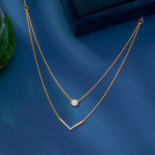 Stellar Layers Gold & Diamond Necklace for Women