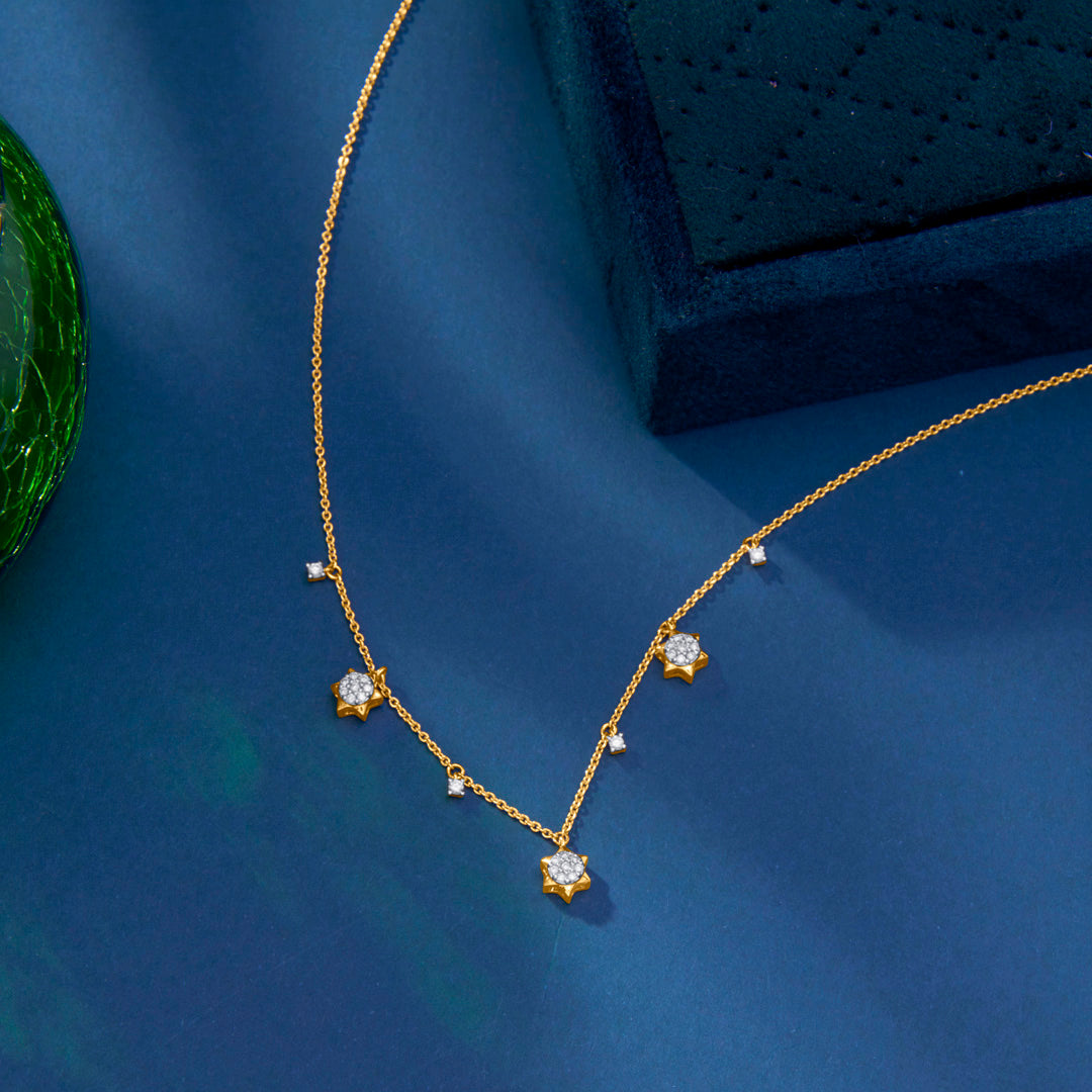 Cosmic Glow Gold & Diamond Necklace for Women