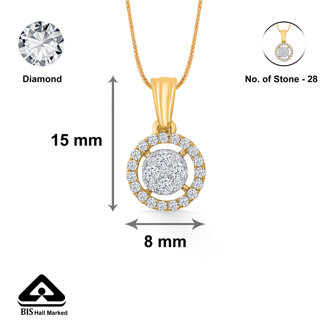 noble shine gold & diamond classic pendant for women