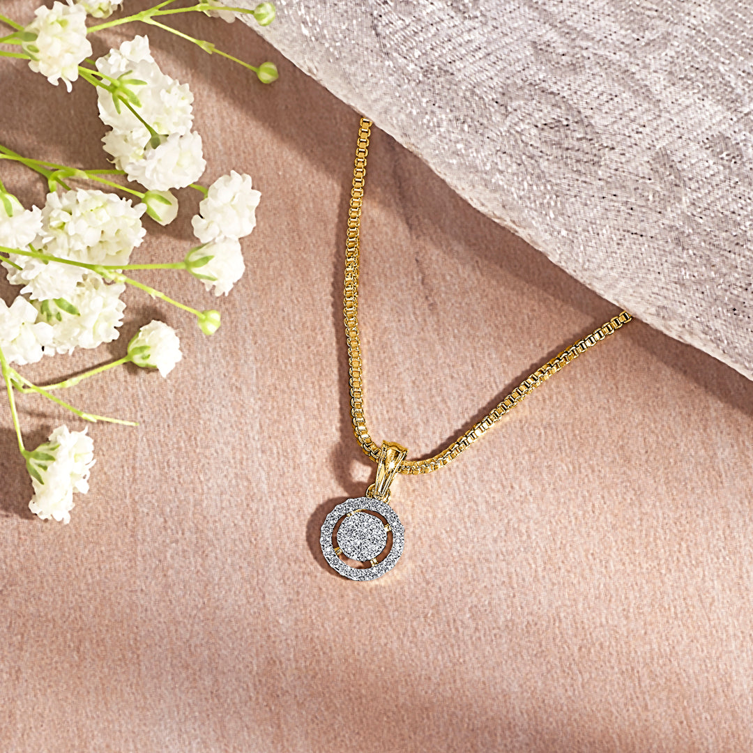 noble shine gold & diamond classic pendant for women