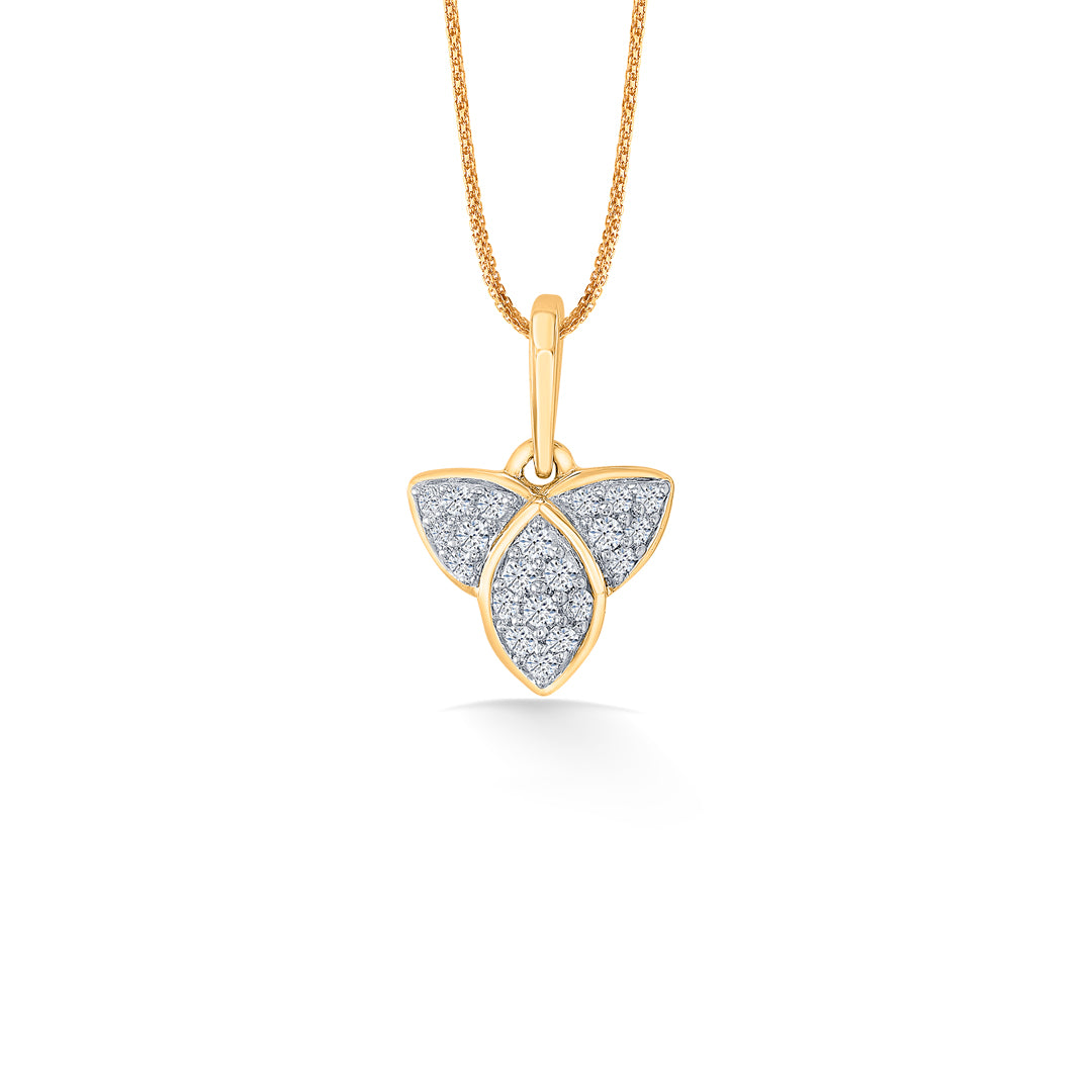 Frosted Fleur Gold & Diamond Classic Pendant