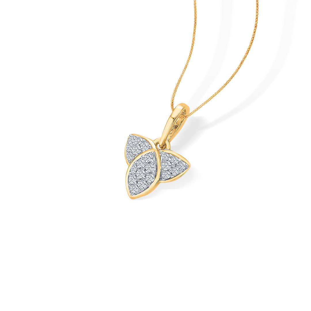 frosted fleur gold & diamond classic pendant
