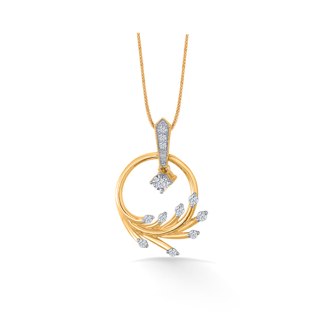Fern Glint Gold & Diamond Classic Pendant