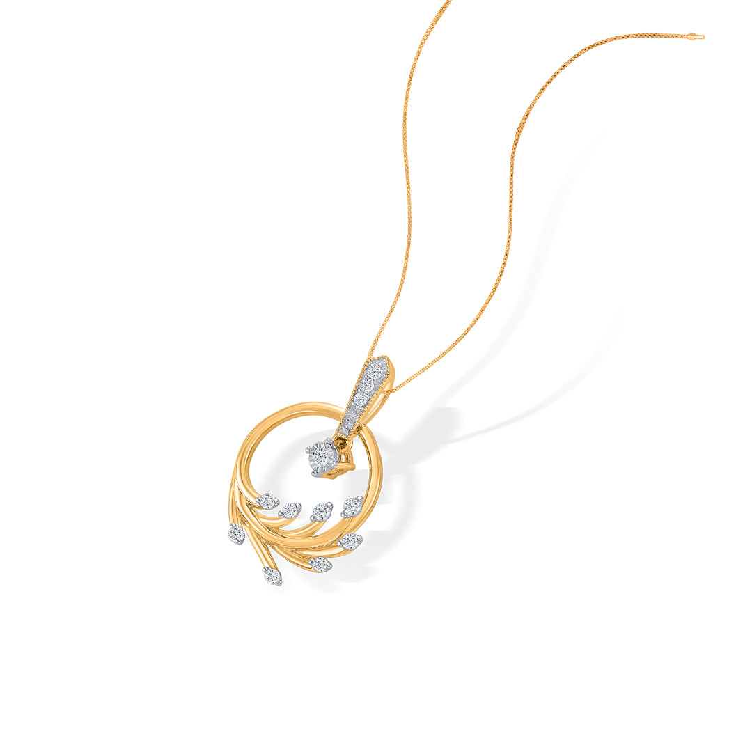 fern glint gold & diamond classic pendant
